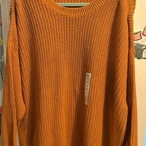 254- NWT deep mustard yellow chunky Knit sweater